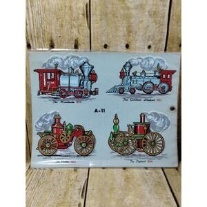 Vtg Decorcal Hand Painted Decals Steam Engines Trains 1800s A-11